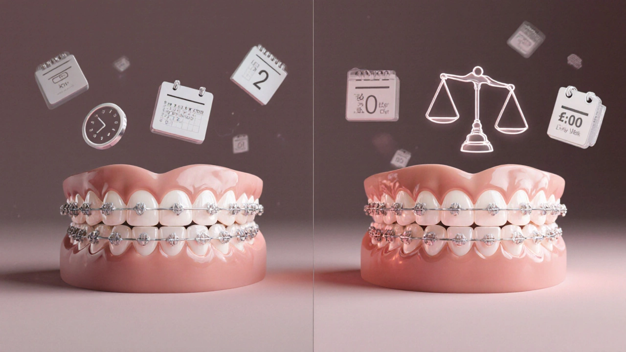 Porovnání optického zarovnání fazetami a ortodontickými drátky.