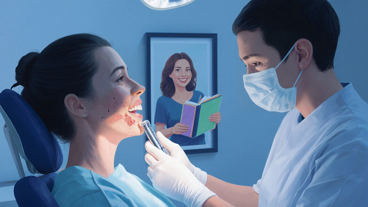 Zubní lékař vkládá implantát do čelisti pacienta v moderní zubní klinice v Praze.