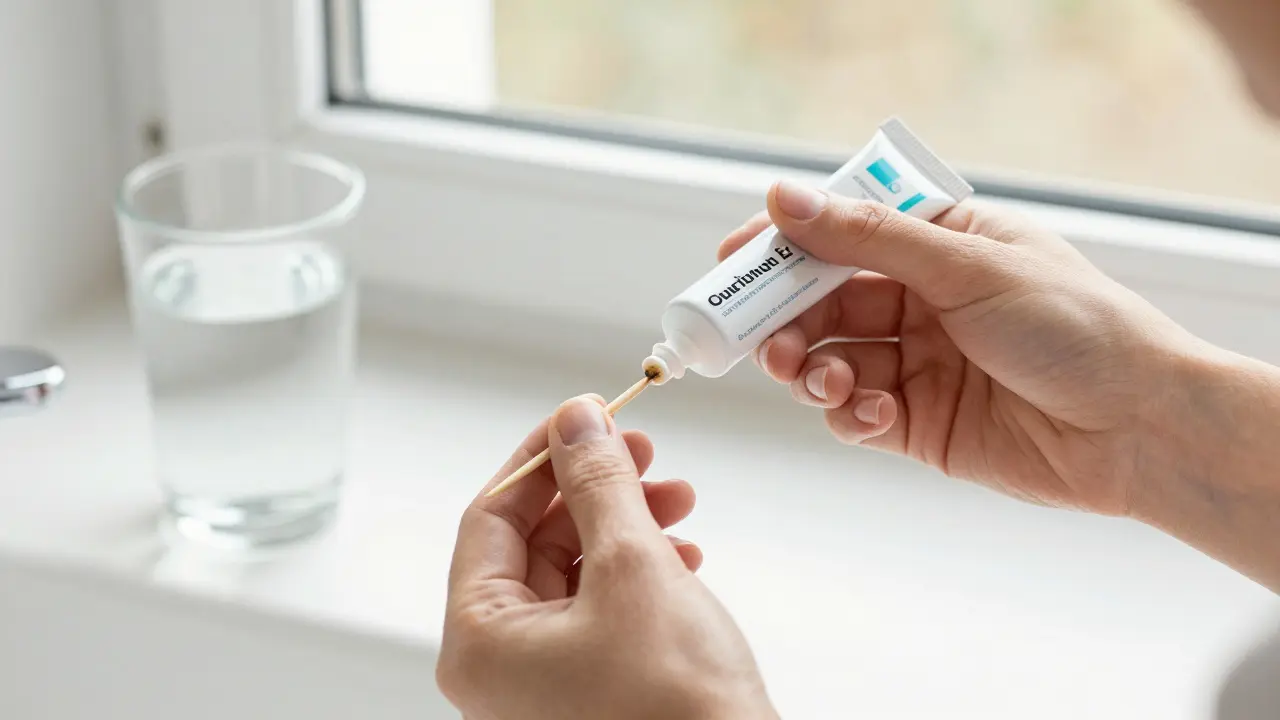 Denní péče o zuby: bělicí pasta, mezizubní nit a čištění zubů v domácím prostředí.