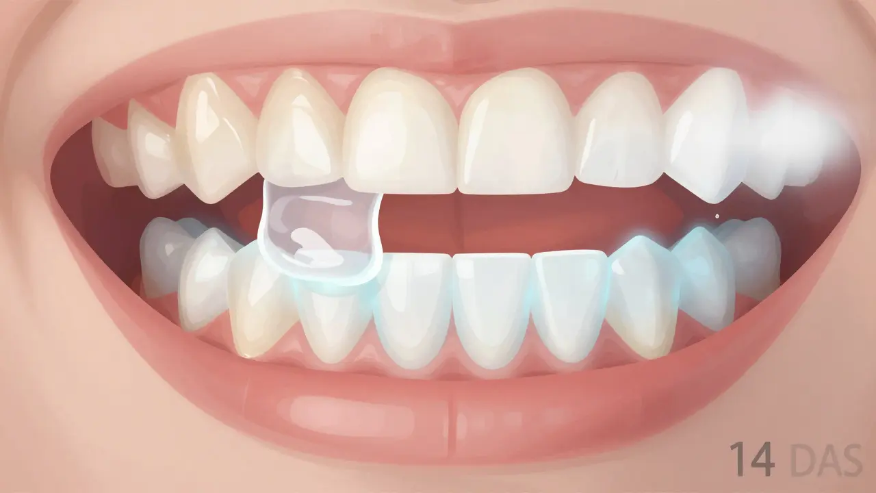 Domařské bělicí šablony s gelovým výplněm a modrým LED světlem v ústech.