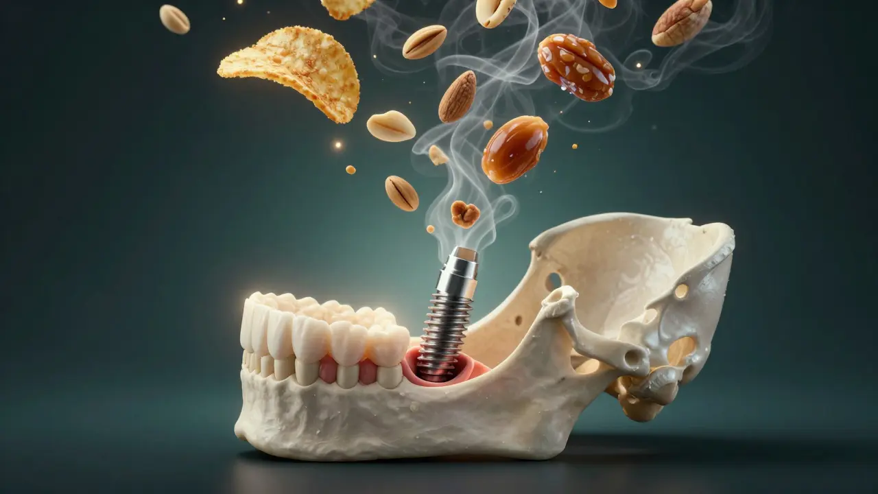 Implantát se integruje do kosti, zatímco zakázané potraviny mizí jako kouř.