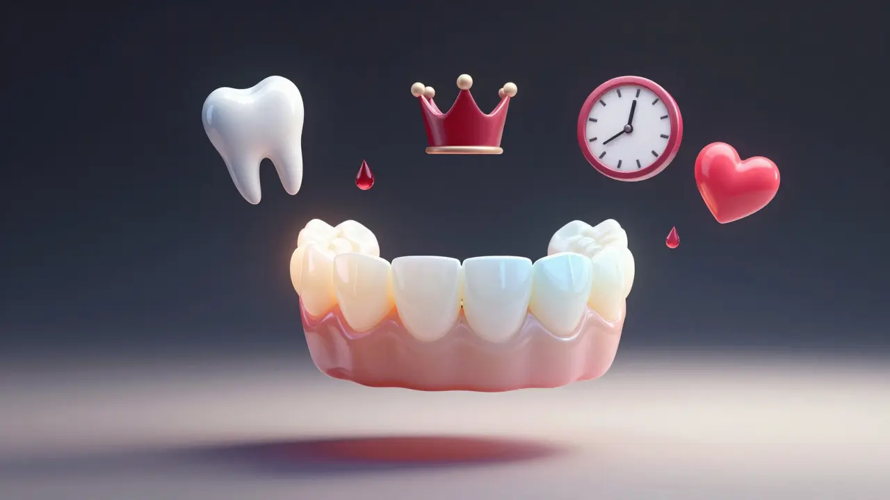 Nalepovací zub s přizpůsobivou barvou a symboly trvanlivosti a ochrany.