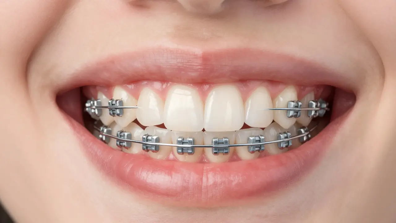 Porovnání keramických a kovových rovnátek v ústech s důrazem na působení na dásně.