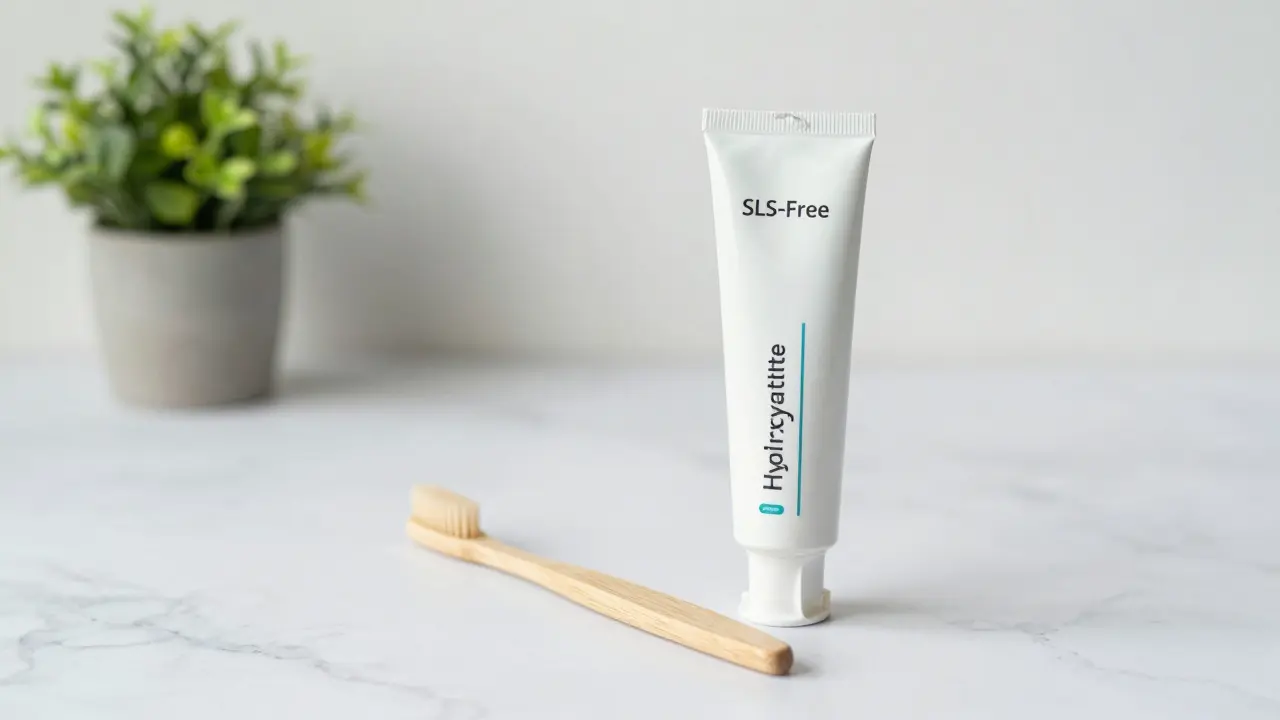 Minimalistická sada pro zdravou péči o zuby s přírodní zubní pastou.