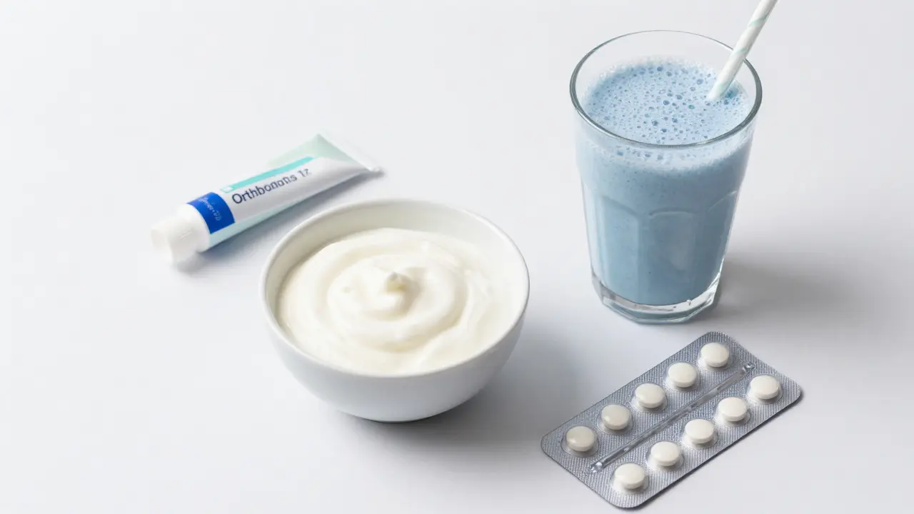 Jogurt, smoothie a léky proti bolesti pro úlevu
