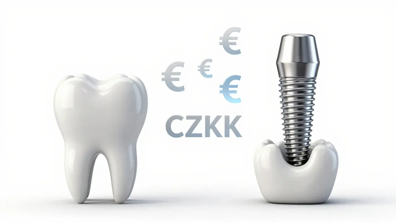 Srovnání prázdného ložiska a titanového zubního implantátu