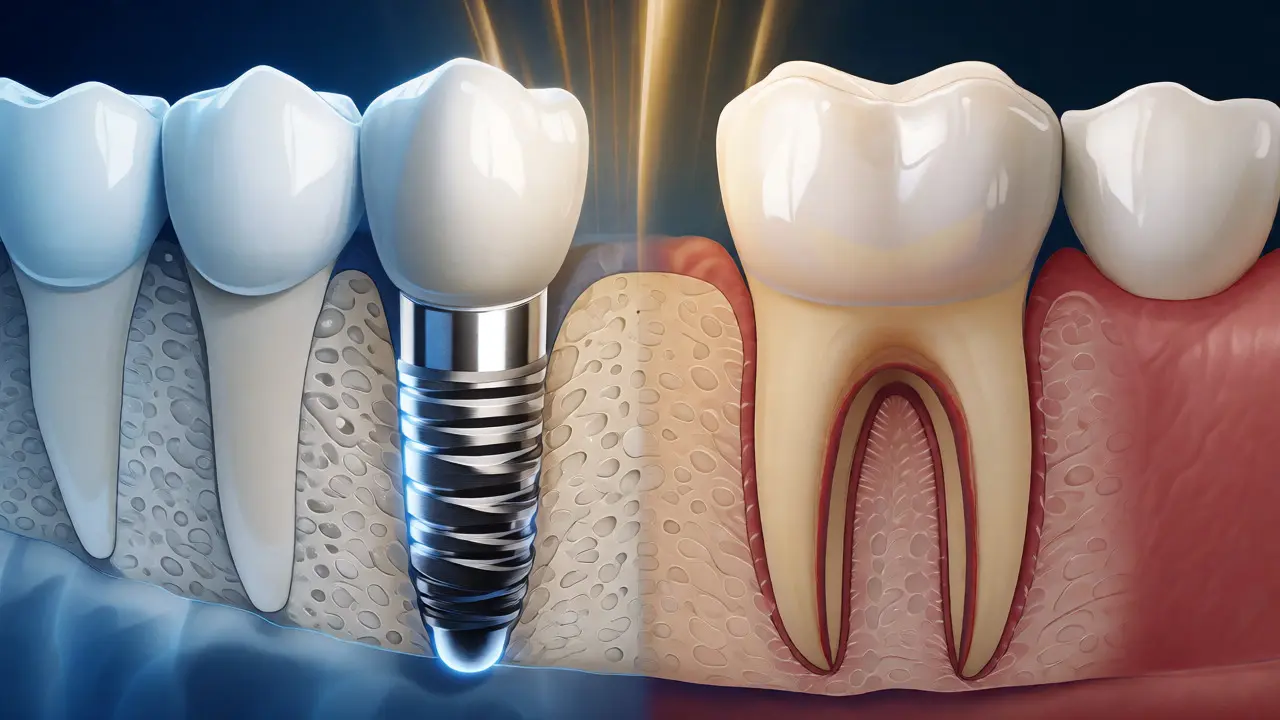 Anatomický řez čelistí s osseointegrovaným implantátem